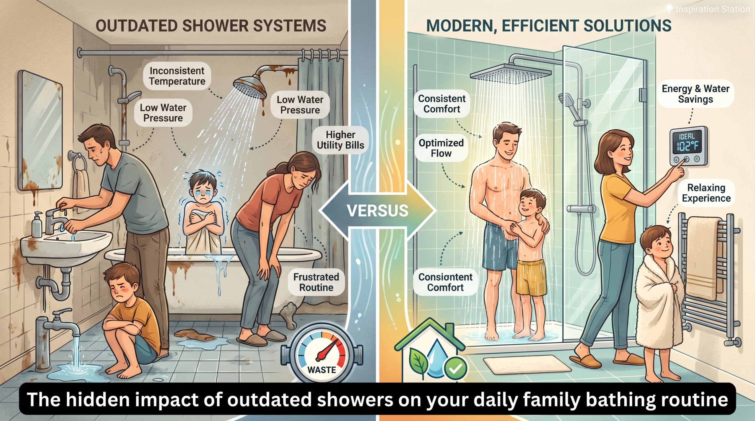 The hidden impact of outdated showers on your daily family bathing routine